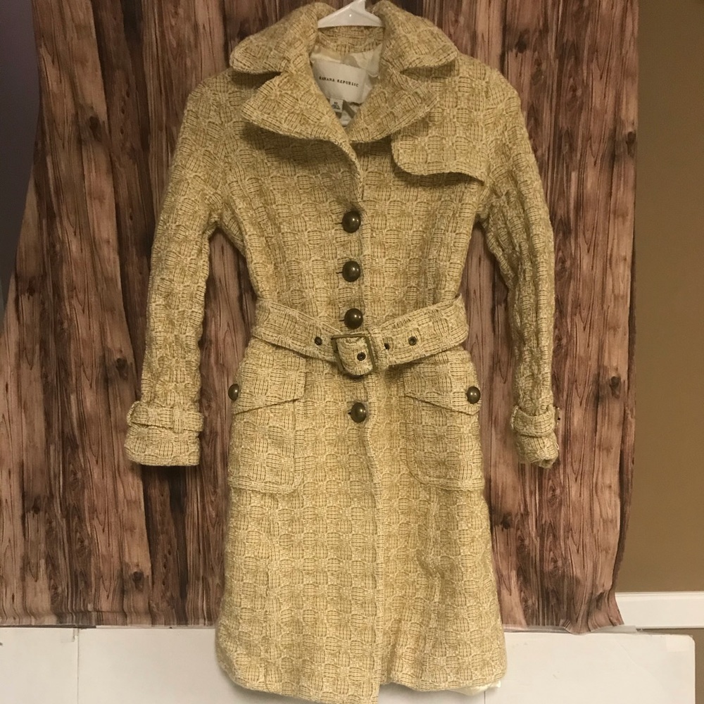 Banana republic belted mustard coat